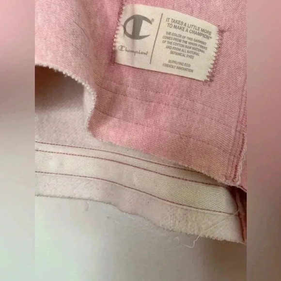 CHAMPION Vintage Reverse Weave Natural State Cropped Oversized Hoodie Pink Sz S - Picture 7 of 16